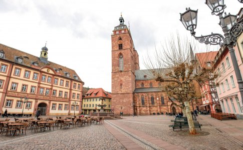 Rathaus und Stiftskirche am Marktplatz